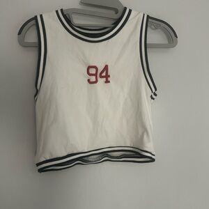 Forever 21 White Crop Top with Red and Black Details